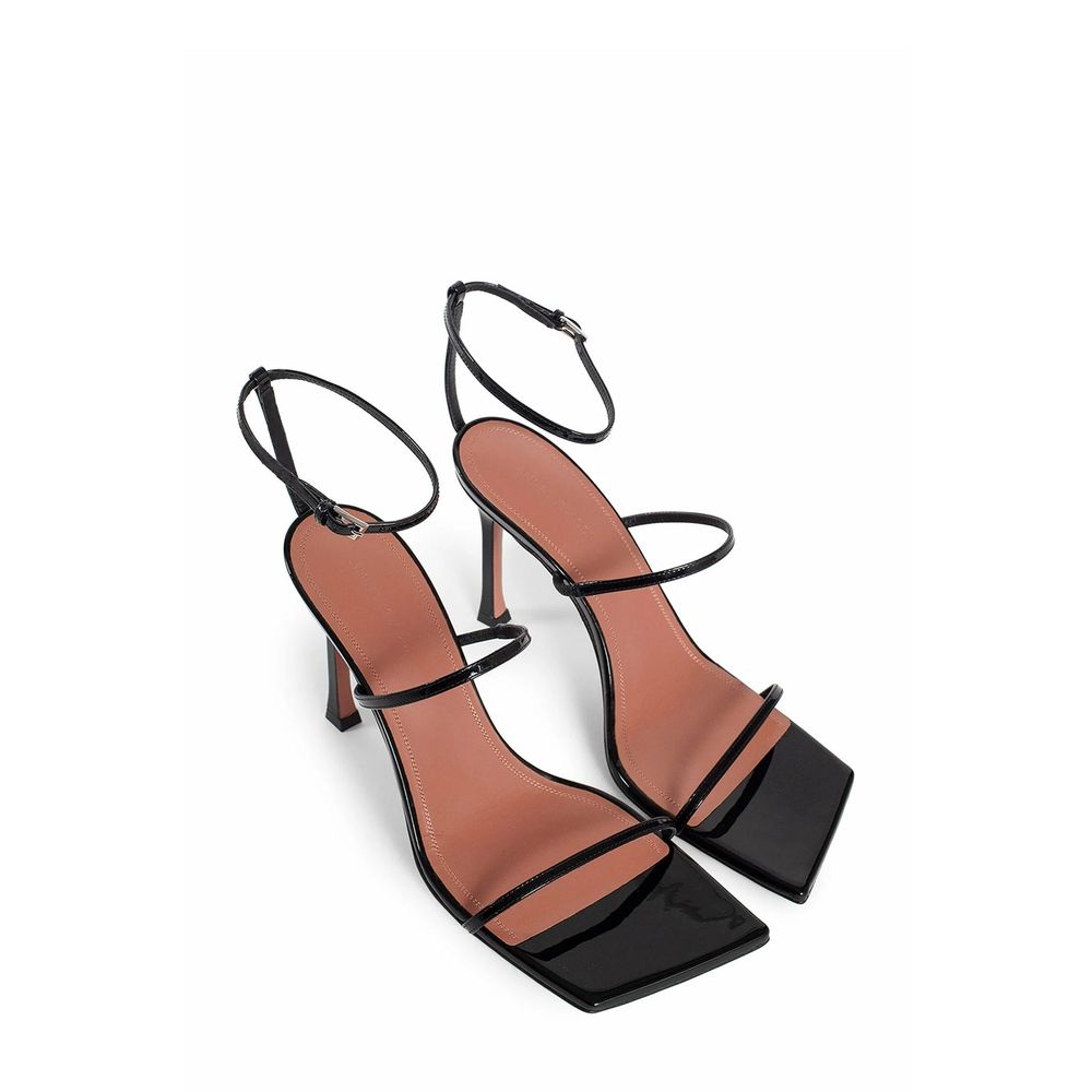 Amina Muaddi Black Calfskin Platform Sandals