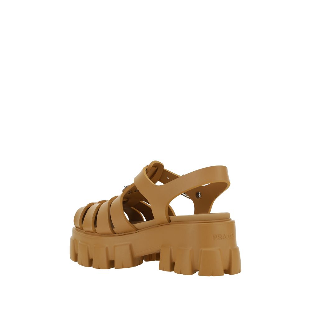 Prada Brown Acetate Platform Sandals