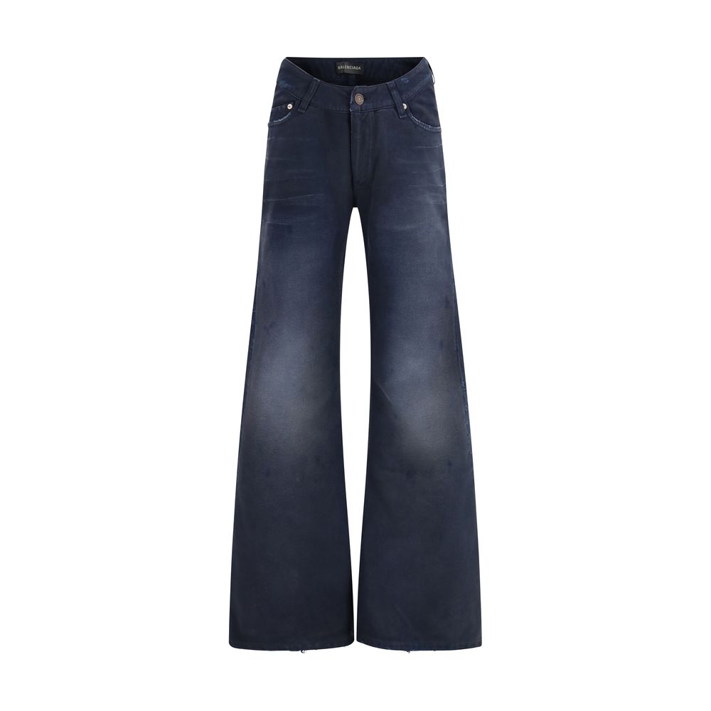 Balenciaga Blue Cotton Flared Jeans