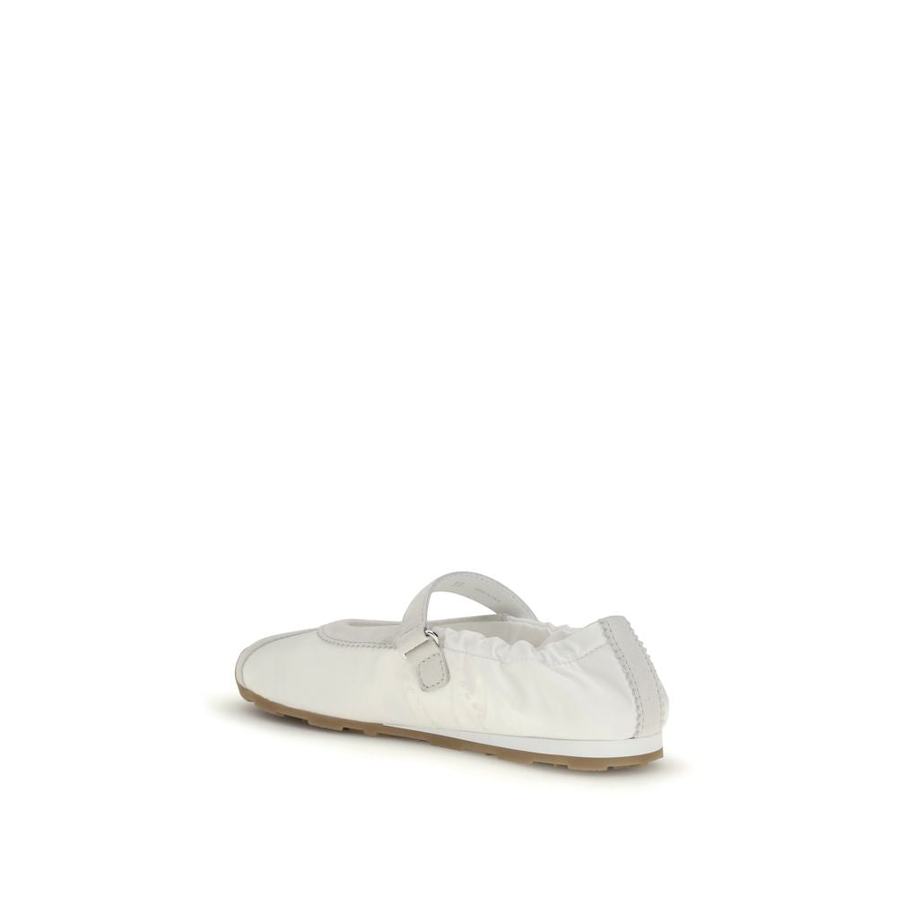 Miu Miu White Fabric Ballet Flats