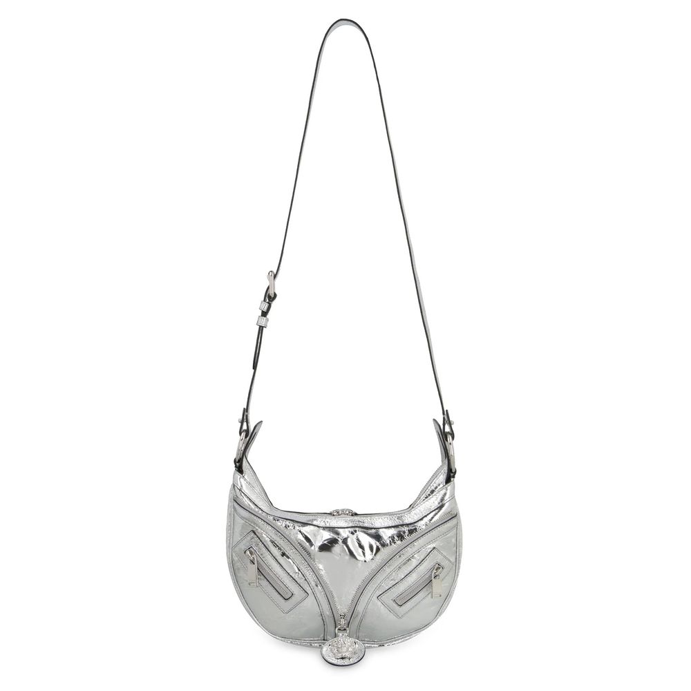 Versace Silver Lamb Leather Shoulder Bag