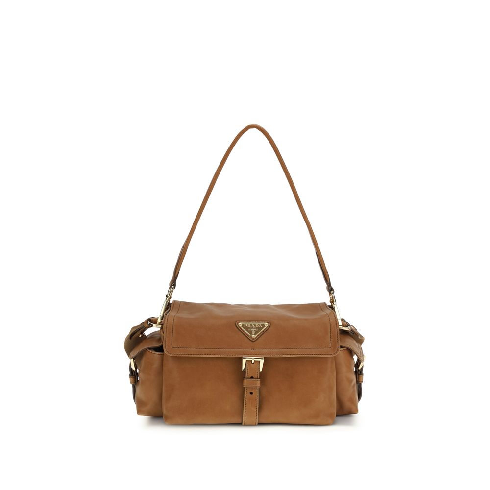 Prada Beige Calf Leather Bos Taurus Shoulder Bag