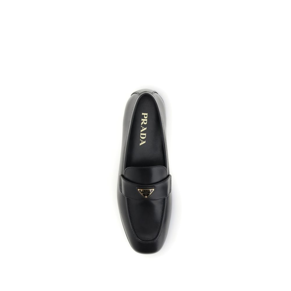Prada Black Calf Leather Bos Taurus Slip-On Loafers