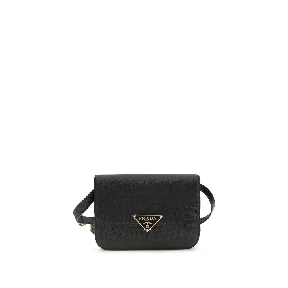 Prada Black Calf Leather Bos Taurus Shoulder Bag