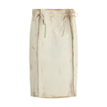 Prada White Calf Leather Bos Taurus Midi Skirt