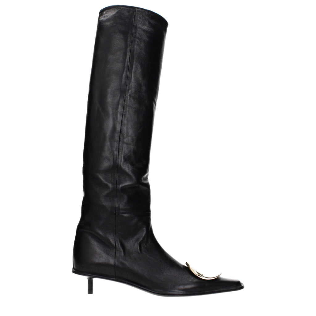 Jil Sander Black Leather Ankle Boots