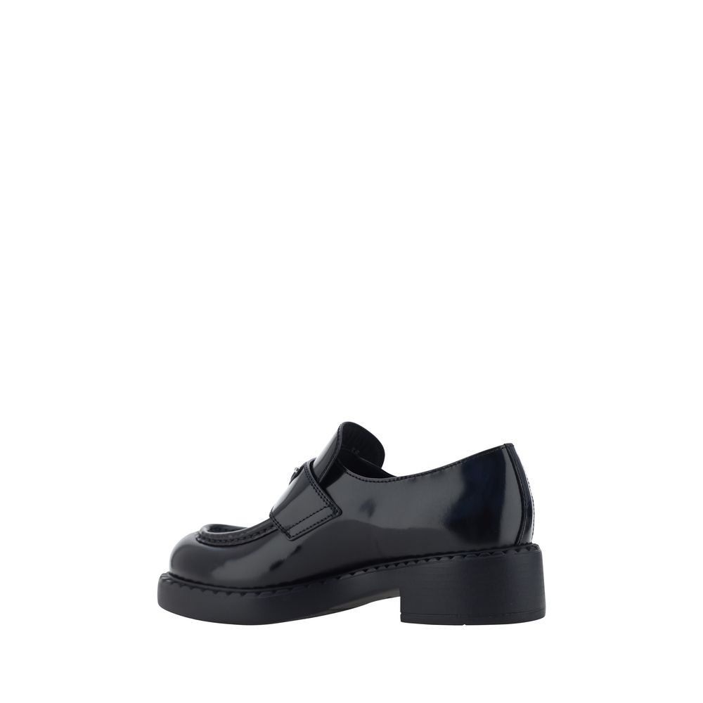 Prada Black Calf Leather Bos Taurus Slip-On Loafers