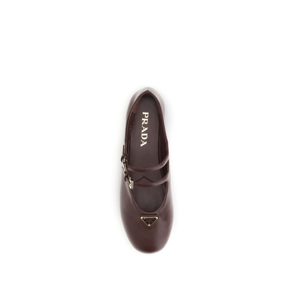 Prada Bordeaux Calf Leather Bos Taurus Ballet Flats