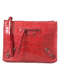Balenciaga Red Exotic Skin Leather Classic Pouch Purse Wristlet Bag