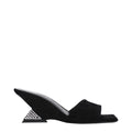 The Attico Black Leather Platform Sandals