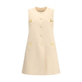 Valentino Cream Fleece Wool Casual Dress