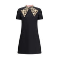 Valentino Black Fleece Wool Casual Dress