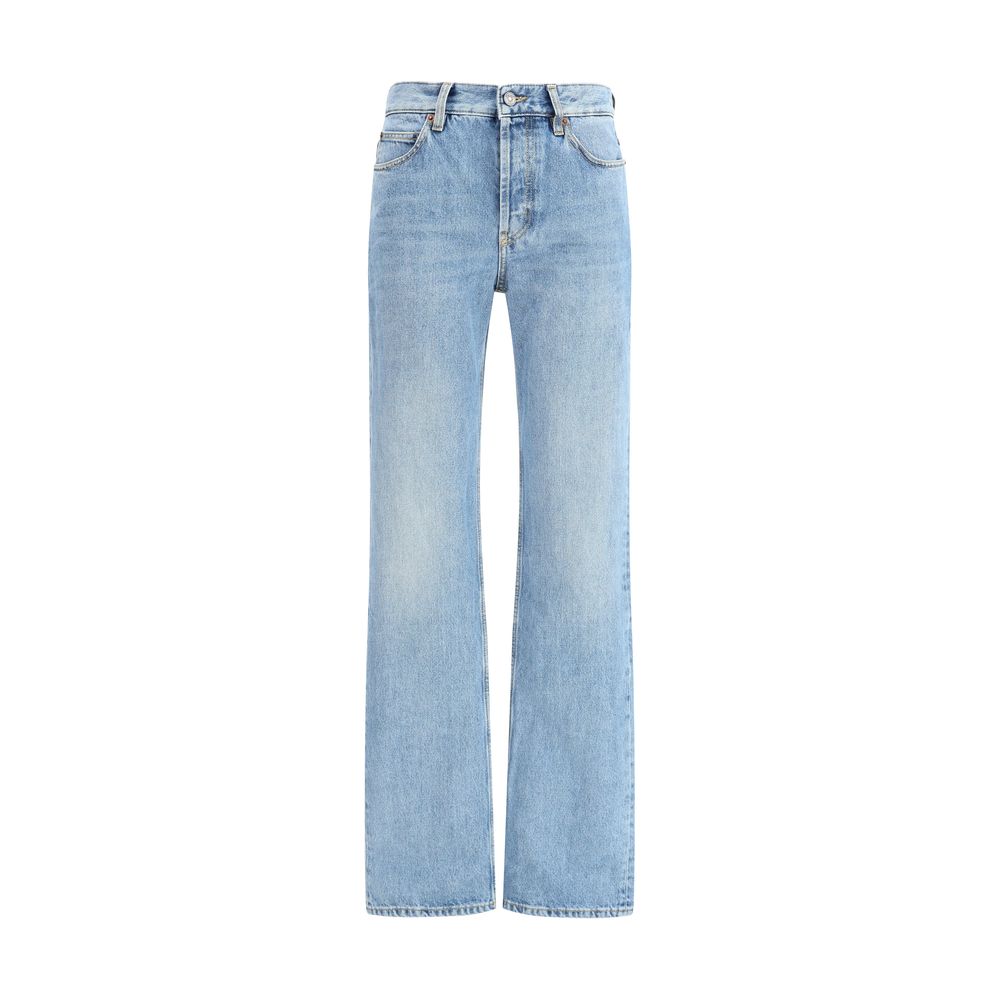 Saint Laurent Blue Cotton Straight-Leg Jeans