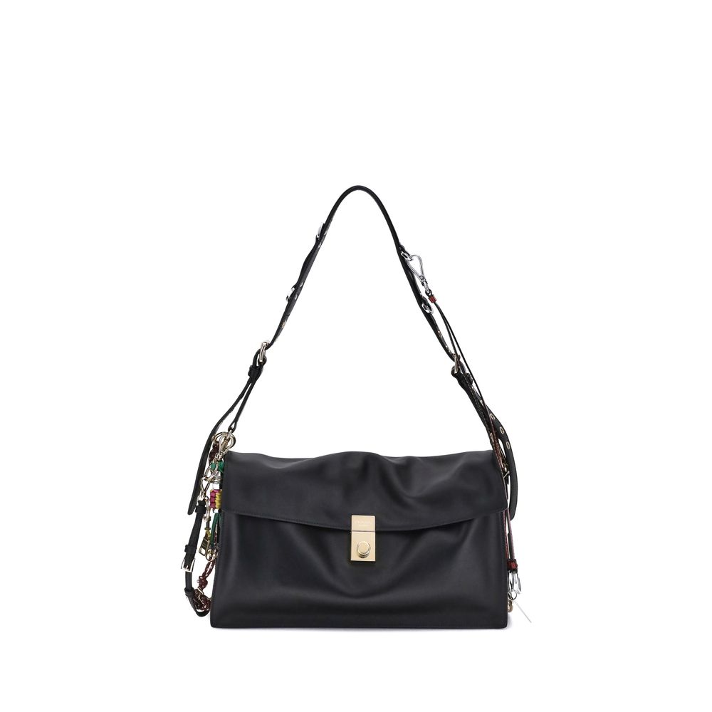 Prada Black Calf Leather Bos Taurus Shoulder Bag