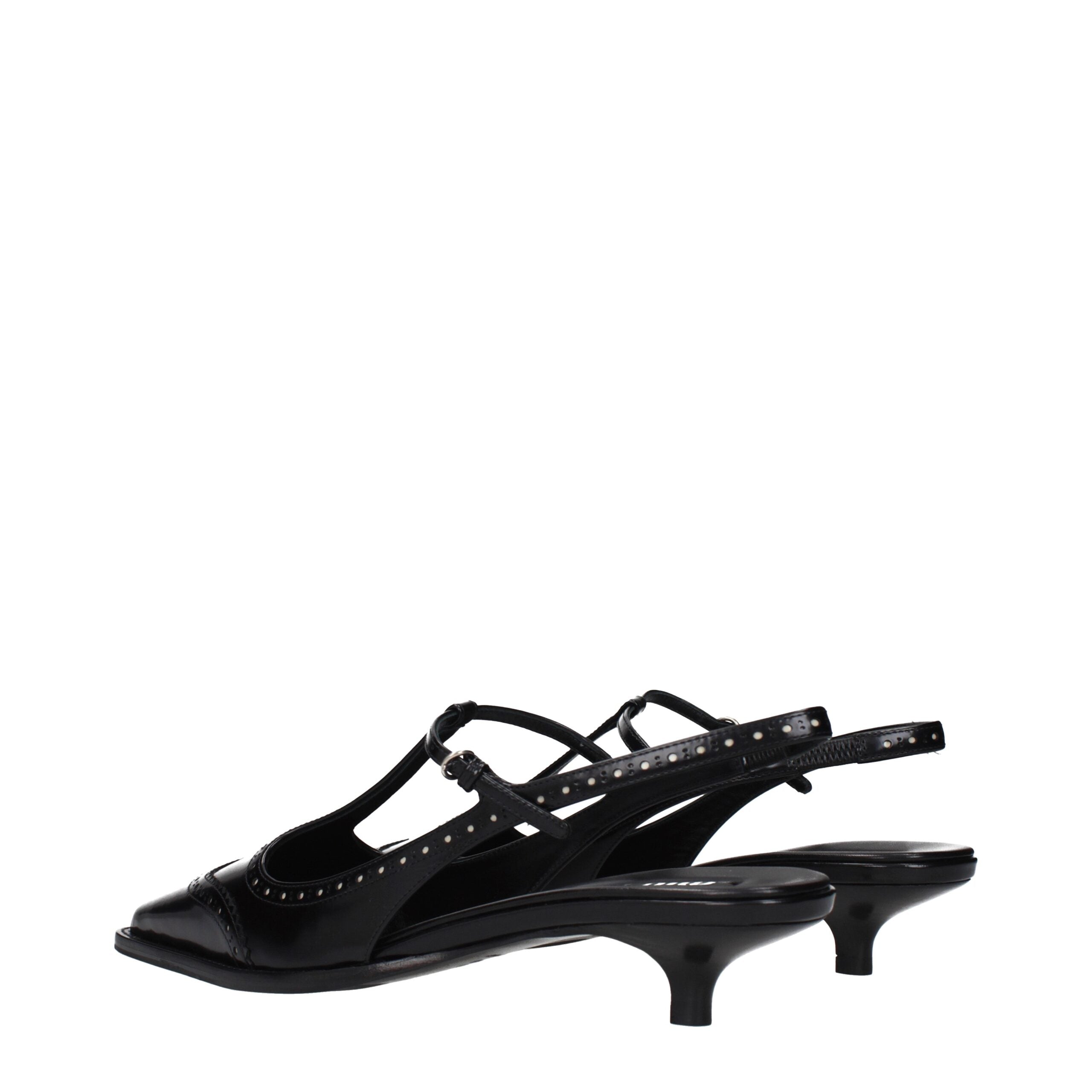 Miu Miu Black Leather Mid Heel Pumps